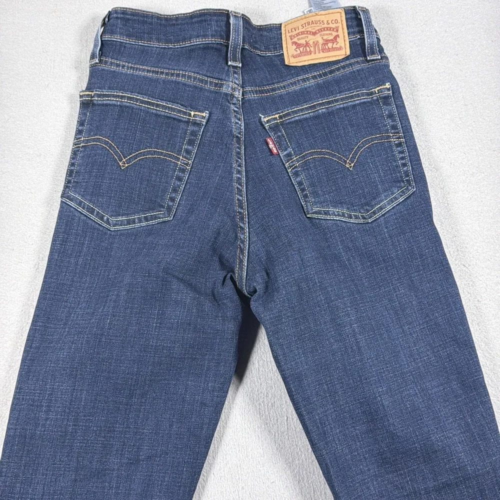 Levis 725 High Rise Bootcut Jeans Womens 24 Medium Wash Blue Stretch Denim Pants